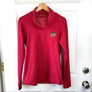 Women’s Antigua Blackhawks Equalizer Cowl Neck Red Pullover Sweatshirt Sz M